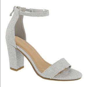 Top Moda Silver Ankle-Strap Hannah Chunky Heels